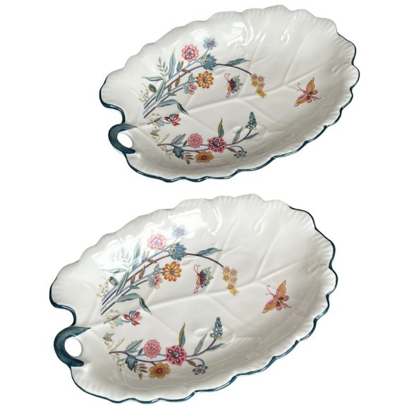 Vtg Jardin by ANDREA BY SADEK Oval Ceramic Leaf Dishes Japan 1980s READ - Picture 3 of 16